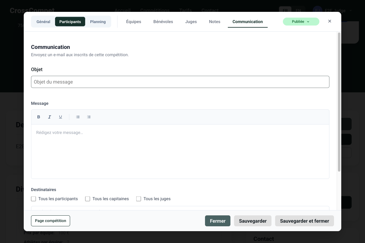 Illustration de la nouveauté — Version 1.1.0 — Communication avec les inscrits et affectation des juges