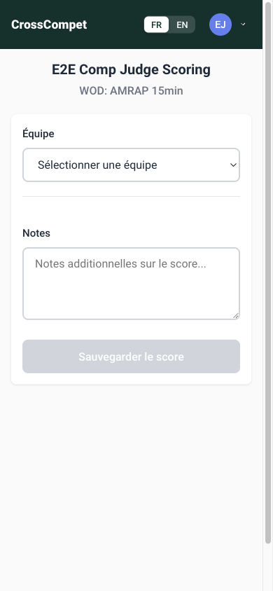 Illustration de la nouveauté — Version 1.1.1 — La notation des scores en direct par vos juges